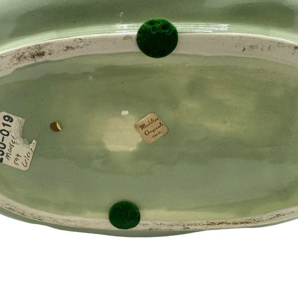 Vintage Madeline Originals Art Deco Mid Century Celery Green Oval Vase